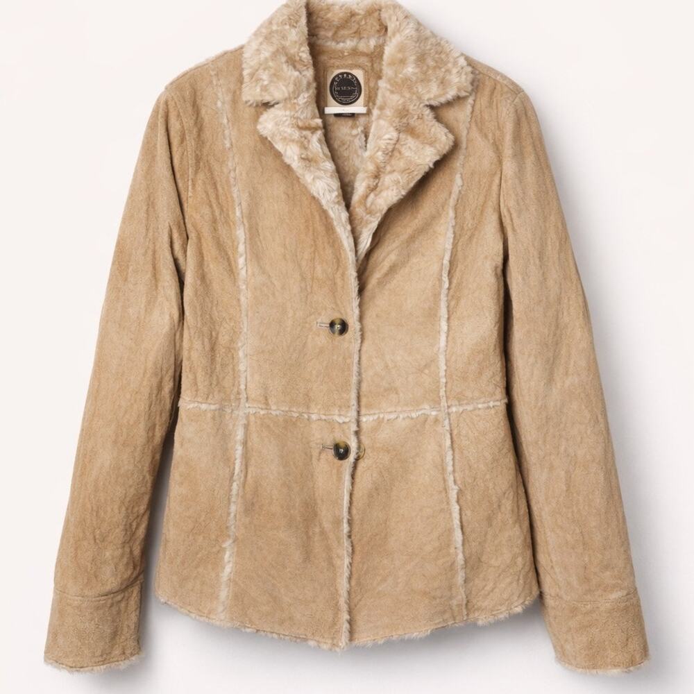 Vintage Giacca 5 Star Outerwear Tan Faux Shearling Jacket Lined Button Coat Sz S